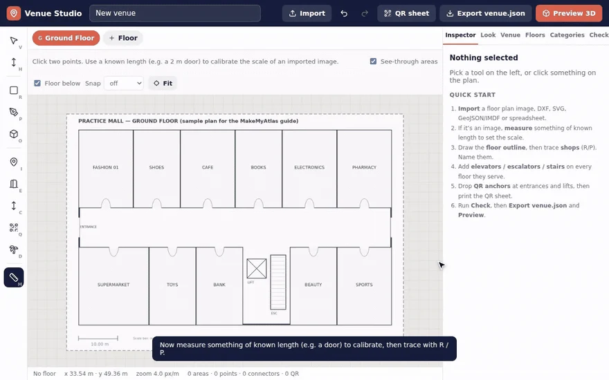 Importing a floor-plan image onto a new “Ground Floor”.