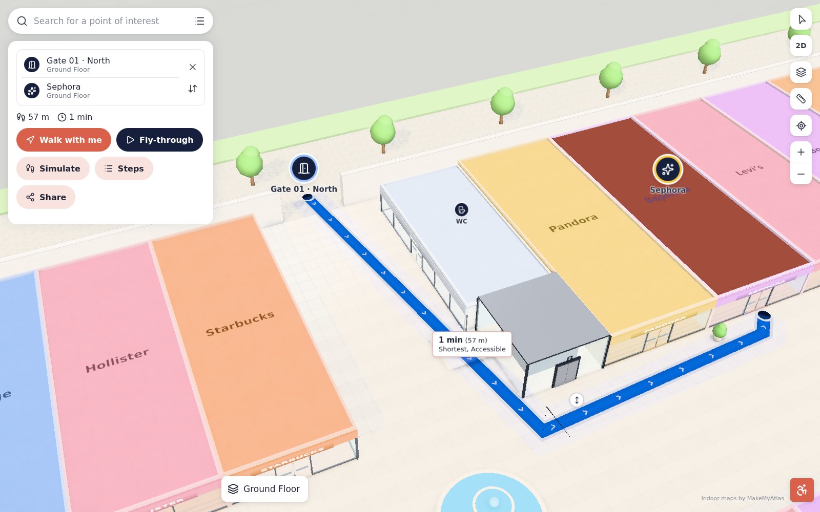 Indoor navigation without beacons — MakeMyAtlas 3D indoor map