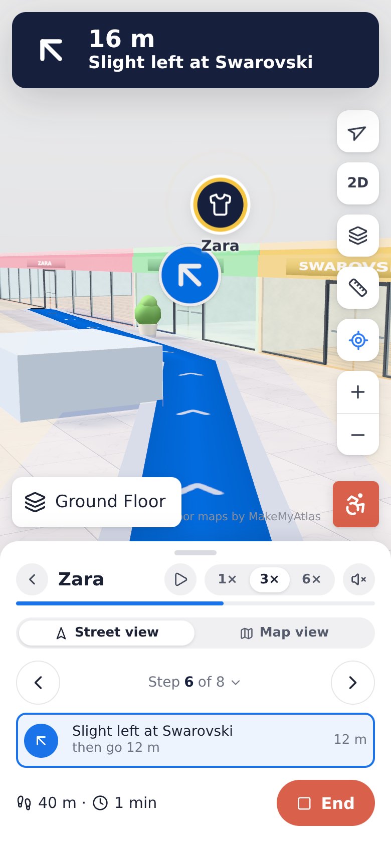 Indoor positioning without beacons — MakeMyAtlas 3D indoor map